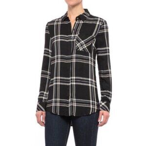 Workshop Republic Clothing Navy Blue Plaid Button Down Shirt